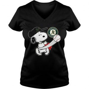 Snoopy Play Baseball TShirt For Fan Athletics Ladies Vneck