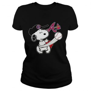Snoopy Play Baseball TShirt For Fan Braves Team Ladies Tee