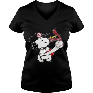 Snoopy play baseball tshirt for fan cardinalsteam Ladies Vneck