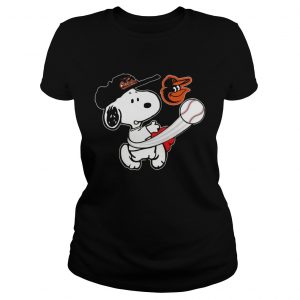 Snoopy Play Baseball TShirt For Fan Orioles Team Ladies Tee