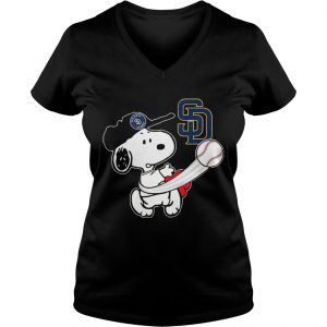 Snoopy Play Baseball TShirt For Fan Padres Team Ladies Vneck