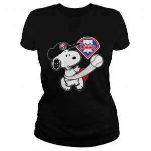 Snoopy Play Baseball TShirt For Fan Phillies Team Ladies Tee
