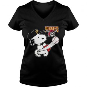 Snoopy Play Baseball TShirt For Fan Pirates Team Ladies Vneck