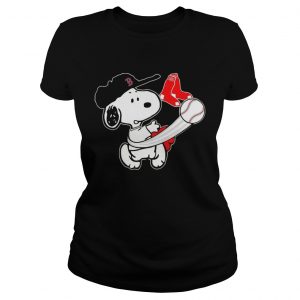Snoopy Play Baseball TShirt For Fan Red Sox Team Ladies Tee
