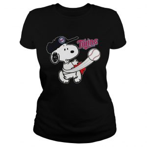 Snoopy Play Baseball TShirt For Fan Twins Team Ladies Tee