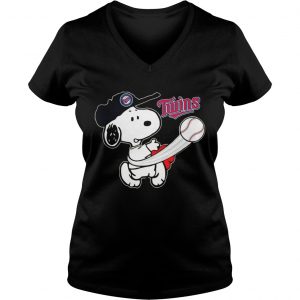 Snoopy Play Baseball TShirt For Fan Twins Team Ladies Vneck