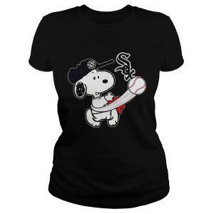 Snoopy Play Baseball TShirt For Fan White Sox Team Ladies Tee