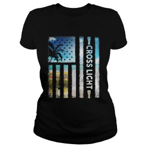 America Flag Cross Light sunshine Ladies Tee