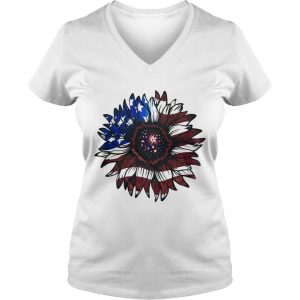 American flag sunflower Ladies Vneck