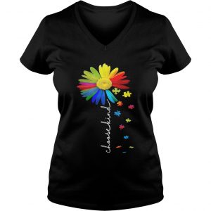 Autism Awareness Sunflower choose kind Ladies Vneck