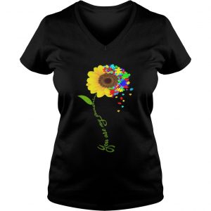 Autism Awareness Sunflower you are my sunshine Ladies Vneck