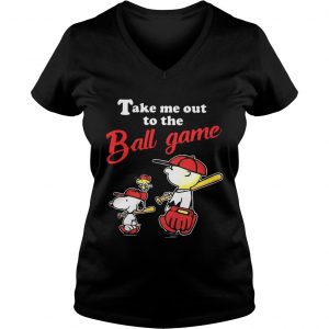 Charlie Brown Snoopy And Woodstock Take Me Out To The Ball Game Ladies Vneck
