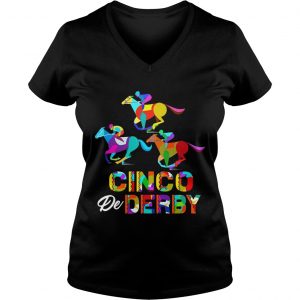 Cinco De Derby Horse Racing Ladies Vneck