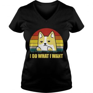 Corgi I do what I want vintage Ladies Vneck