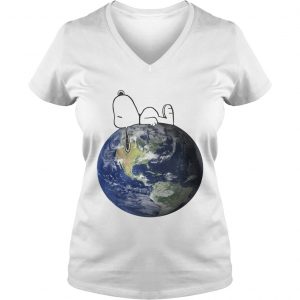 Earth Day snoopy sleep on Earth Ladies Vneck