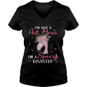 Flamingo Im not a hot mess Im a spicy disaster Ladies Vneck