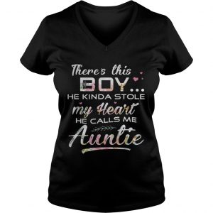 Flower theres this boy he kinda stole my heart he calls me auntie Ladies Vneck