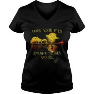 Freddie Mercury signature open your eyes look up to the skies and see Ladies Vneck