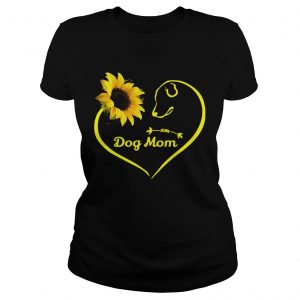 Heart shaped sunflower and dog mom Ladies Tee