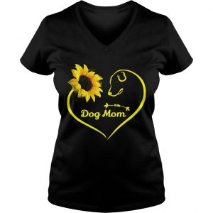 Heart shaped sunflower and dog mom Ladies Vneck