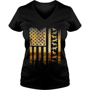 Horse flag america sunset Ladies Vneck