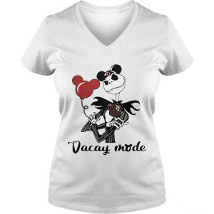 Jack Skellington vacay mode balloon mickey mouse Ladies Vneck