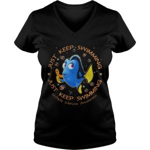 Just keep swimming multiple sclerosis awareness Ladies Vneck