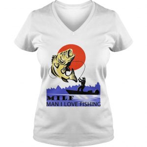 Mife Man I Love Fishing White Version Ladies Vneck