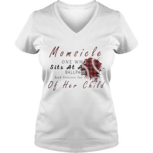 Momsicle One Who Sits As A Ballpark And Freezes For The Love Of Her Child Softball Plaid Version Ladies Vneck