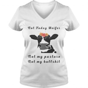 Not Today Heifer Not My Pasture Not My Bullshit Flower Version2 Ladies Vneck