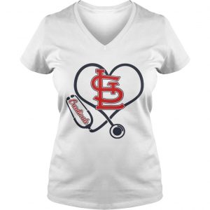 Nurse loves Arizona Cardinals Stethoscope Ladies Vneck