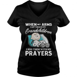 Snoopy When my arms cant reach my grandchildren I hug them with my prayers Ladies Vneck