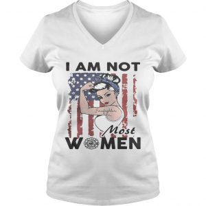 Tattoo girl I am not most women Firefighter logo flag America Ladies Vneck