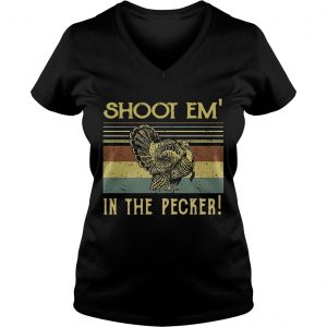 Turkey Hunter shoot em in the pecker retro Ladies Vneck