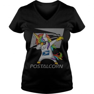 Unicorn Dabbing postalcrn Ladies Vneck