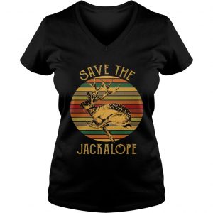Vintage Save The Jackalope Funny Rabbit With Horn Ladies Vneck