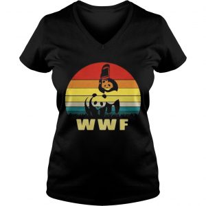 WWF Panda bear Wrestling vintage Ladies Vneck