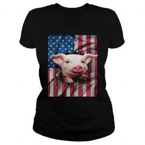 American Flag Pig Ladies Tee