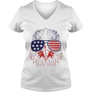 Bald Eagle American Flag Aviator Glasses Ladies Vneck