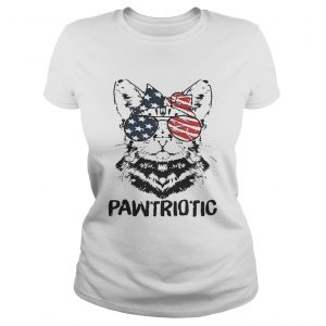 Cat with American flag sunglasses pawtriotic Ladies Tee