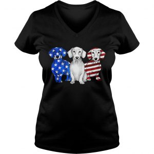 Dachshund American flag Ladies Vneck