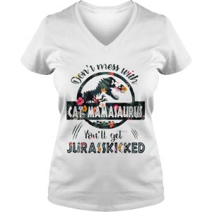 Dont Mess With Cat Mamasaurus Ladies Vneck