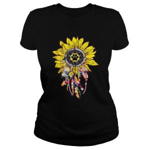 Dreamcatcher Sunflower Dog Paw Ladies Tee