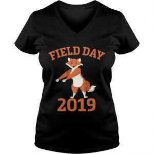 Field Day 2019 Flossing Fox Funny Ladies Vneck