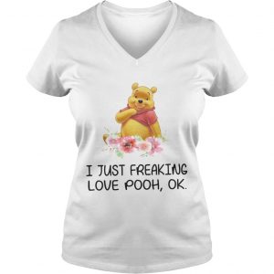 Flower I just freaking love pooh ok Ladies Vneck