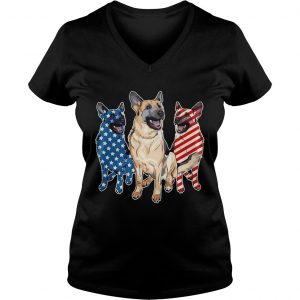German Shepherd Flag Ladies Vneck