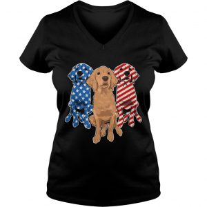 Golden Retriever Flag Ladies Vneck