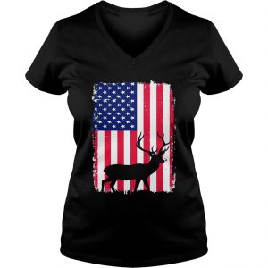 Independence Day Hunting American Flag Ladies Vneck