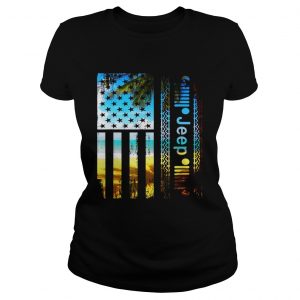 Jeep American flag summer beach Ladies Tee