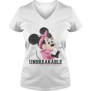 Minnie Mouse unbreakable breast cancer awareness Ladies Vneck